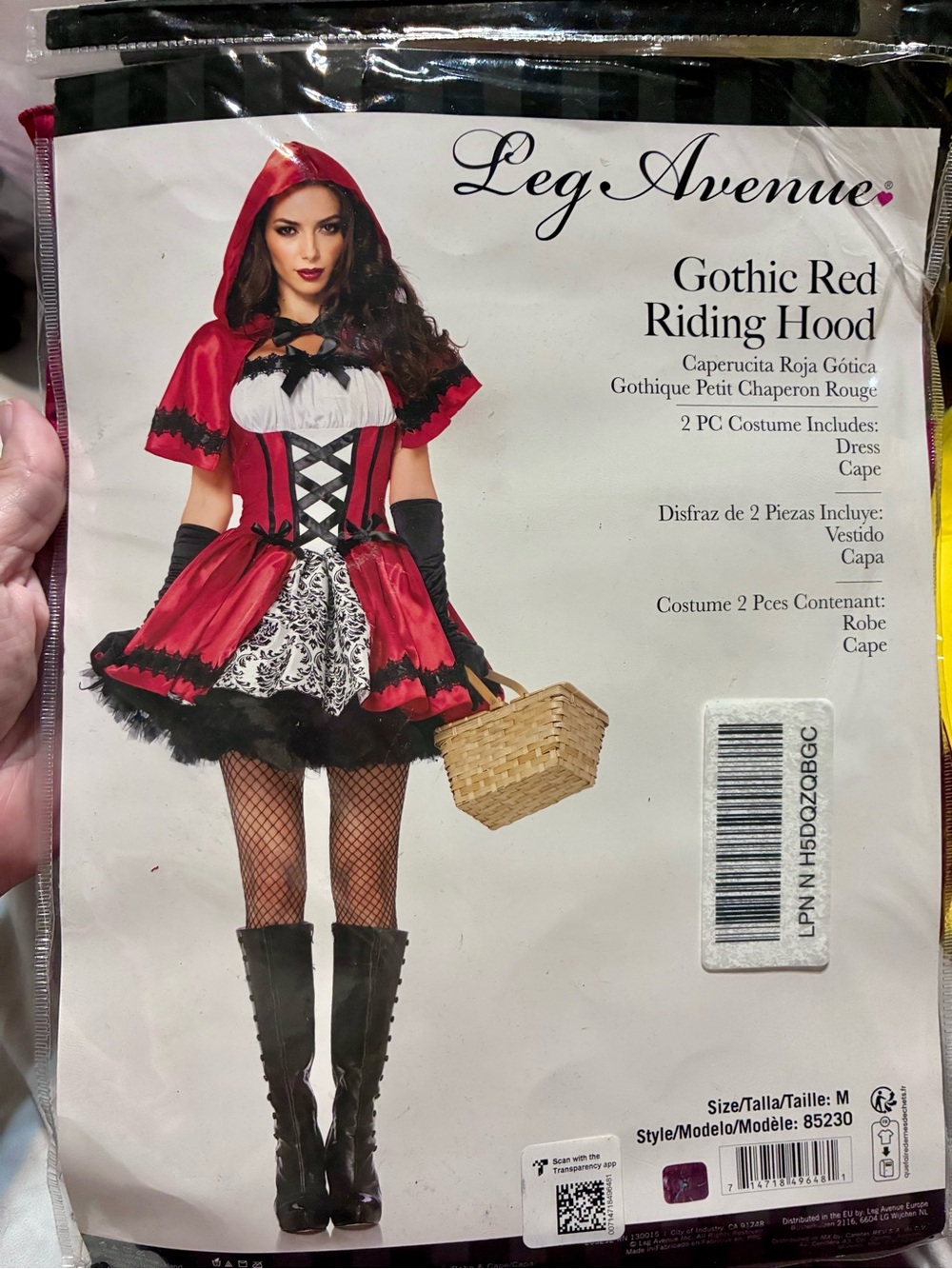 Leg Avenue Red & Black Gothic Riding Hood Women’s Costume Size M